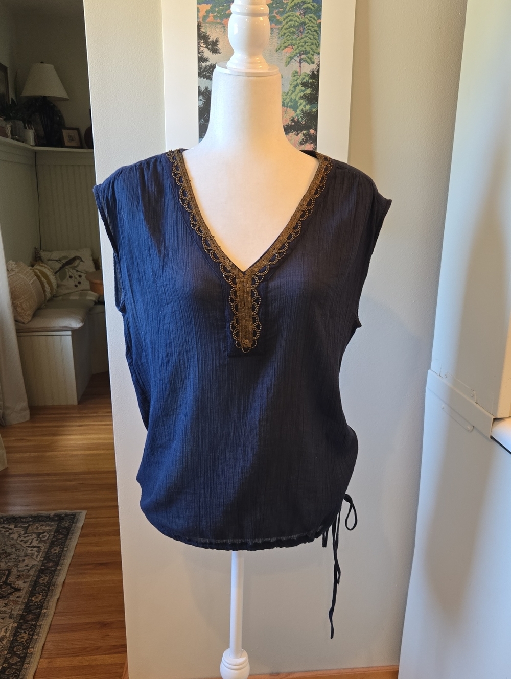 Lucky Brand Navy Blue Top Size Small